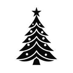 Christmas Tree Stencil Icon Vector Illustration