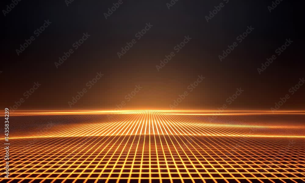 Poster a digital grid background with glowing lights, perfect for creating futuristic and sci-fi video wall