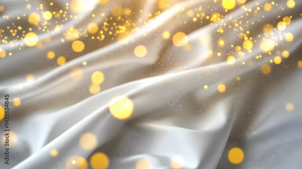 Aufkleber shimmering white fabric dances under golden light, creating a magical atmosphere in a dreamlike sett