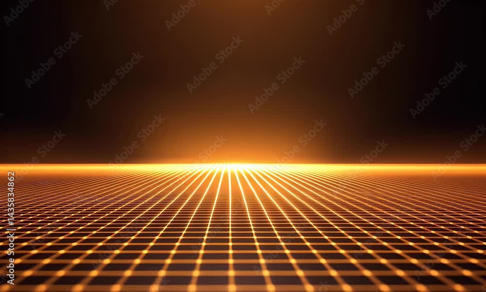 Poster a digital grid background with glowing lights, perfect for creating futuristic and sci-fi video wall