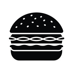 Burger Stencil Icon Vector Illustration