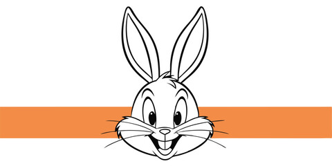 Cute Happy Bunny Rabbit Cartoon Faces Vector Silhouette with Big Ears Smiling and Friendly Expressions