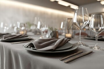 Elegant Table Setting with Glassware and Sophisticated Decor