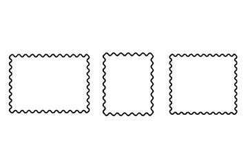 set of vector frames, Set of wavy edges rectangle frames. Rectangular shapes with wiggly borders. Picture or photo frames, empty text boxes, label, tags on white background