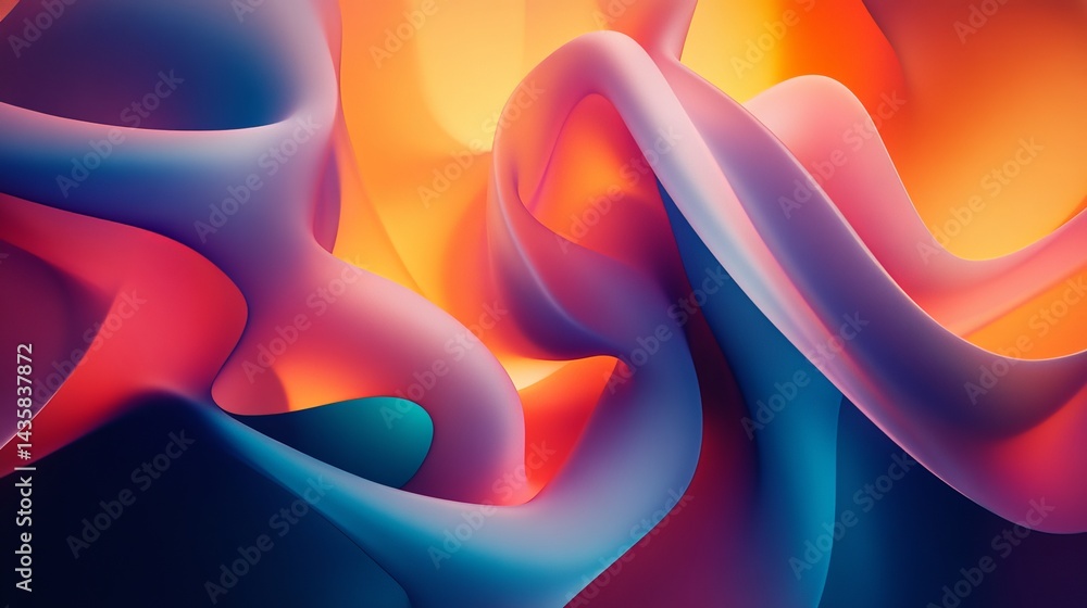 Poster abstract fluid shapes vibrant gradient colors dynamic swirling design modern artistic background dig
