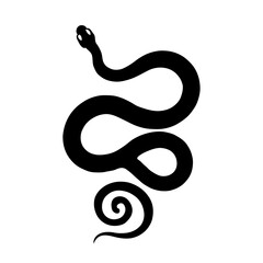 Intricate Tattoo-Inspired Black and White Illustration of a Coiled Snake, Featuring Mystical and Spiritual Patterns in a Minimalist Graphic Design Style