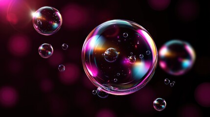 Colorful Bubbles in Dark Background with Bokeh