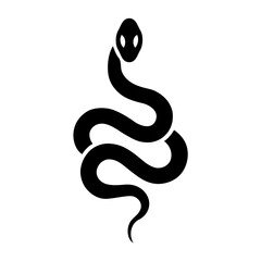 Silent Coil: A Minimalist and Elegant Depiction of a Snake in Simple Black Silhouette and Monochrome Flat Design