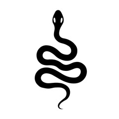 Ebon Serpent in Silence: A Minimalist and Abstract Vector Illustration Featuring the Black Silhouette of a Snake in Simple, Flat Design for a Bold and Symbolic Visual Statement