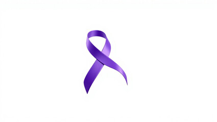 Isolated purple ribbon on a white background symbolizing awareness and support for various causes and issues created with generated ai