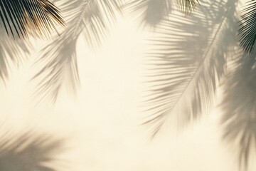 Obraz premium Palm leaf shadows on beige wall