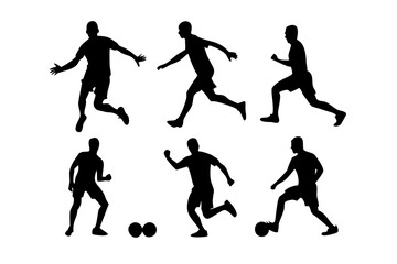 A silhouette of soccer players in action, showcasing dynamic poses