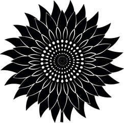 Sunflower Black Silhouette Icon | Vector for Floral Patterns and Nature Graphics