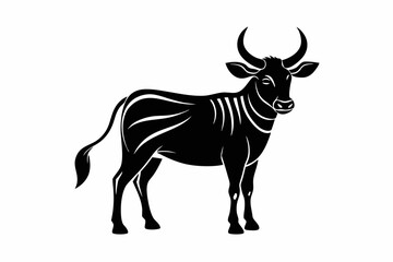 zebu sihouette black vector