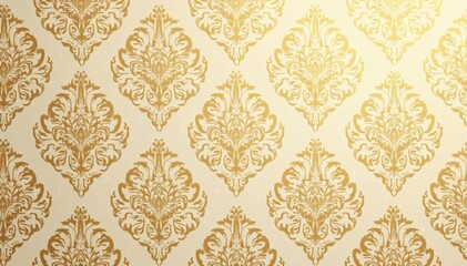 Intricate floral damask pattern in elegant gold and beige , vintage, wallpaper, embroidery