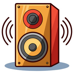 Colorful speaker vibrating with loud sound
