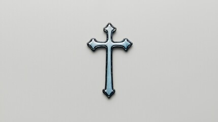 A blue cross on a white background.