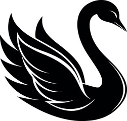 Swan Logo Vector Silhouette in Black