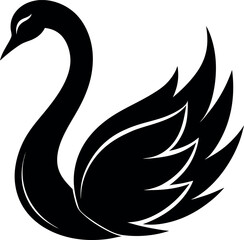 Obraz premium Swan Logo Vector Silhouette in Black