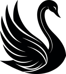 Obraz premium Swan Logo Vector Silhouette in Black