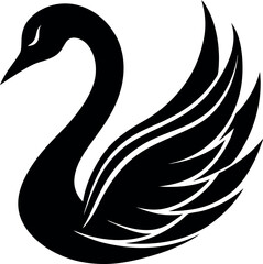 Swan Logo Vector Silhouette in Black