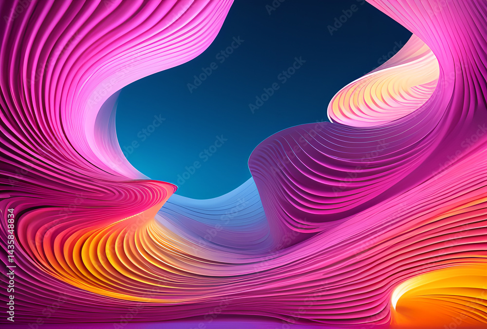 Poster nano future rainbow bright gradient background with mixed colors with tile transition, threads top. 