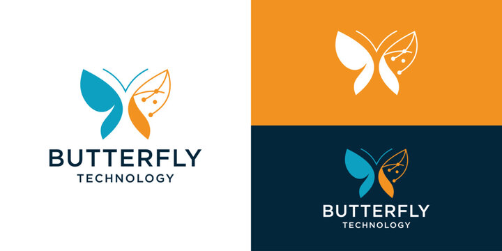 Modern butterfly tech logo template. Fly tech logo design vector illustration