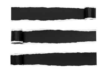 Torn paper edges with curled ends and central space for text or graphic elements