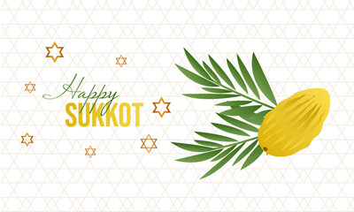 Happy Sukkot banner, background with text Happy Sukkot