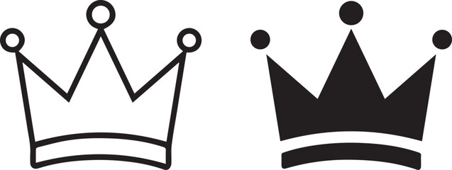 Crown icon, royal symbol, monarchical emblem, line art, silhouette, simple design, black and white, geometric shapes, minimalist illustration, regal headwear, stylized crown,