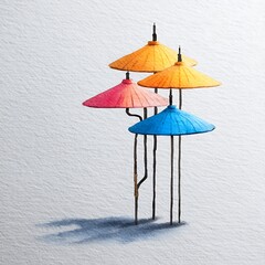 Colorful Umbrellas on a Textured Background An Artistic Still Life.