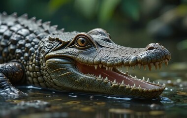 Obraz premium A close-up photo of a crocodile's scales, showing intricate patterns and textures