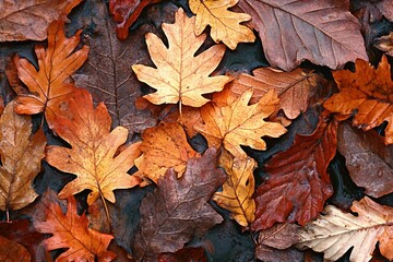 Autumn leaves after rain stock photo