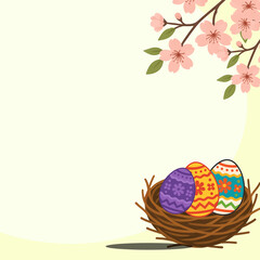 Easter template with Easter decorative colorful eggsbackground
