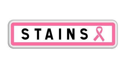 Panneau de sortie de Stains, Seine-Saint-Denis, Île-de-France avec Ruban Octobre Rose