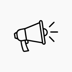 Megaphone Line Icon Loudspeaker, Announcement, Marketing, Communication Vector Illustration