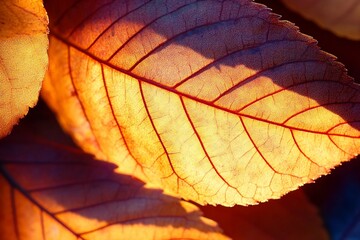 Obraz premium Back lit autumn leaves stock photo