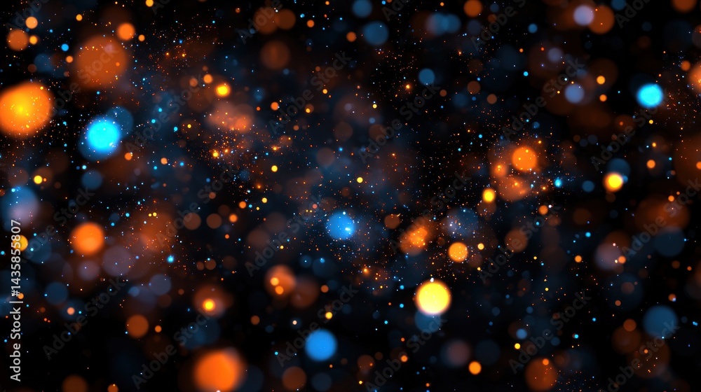 Wall mural abstract multicolored bokeh explosion on black background