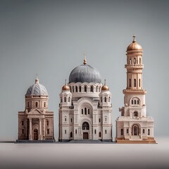 Obraz premium Architectural Models A Collection of Three Diverse Religious Buildings.