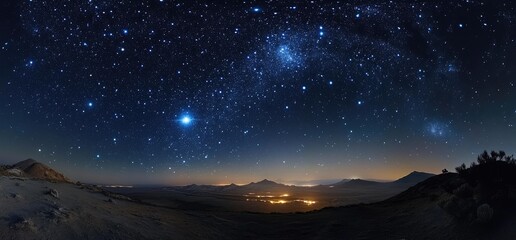 Stunning starry night sky over mountains inspiring landscape