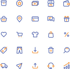 Contains a set of shopping icons suitable for ecommerce websites, online stores, promotional materials, and marketing campaigns