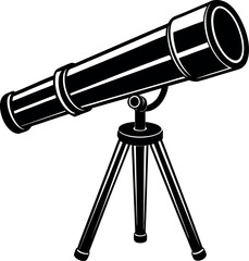 Telescope Icon Silhouette in Black | Vector for Space Science and Research Vector