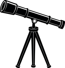 Telescope Icon Silhouette in Black | Vector for Space Science and Research Vector