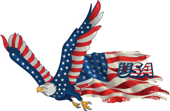 American eagle with USA flags
