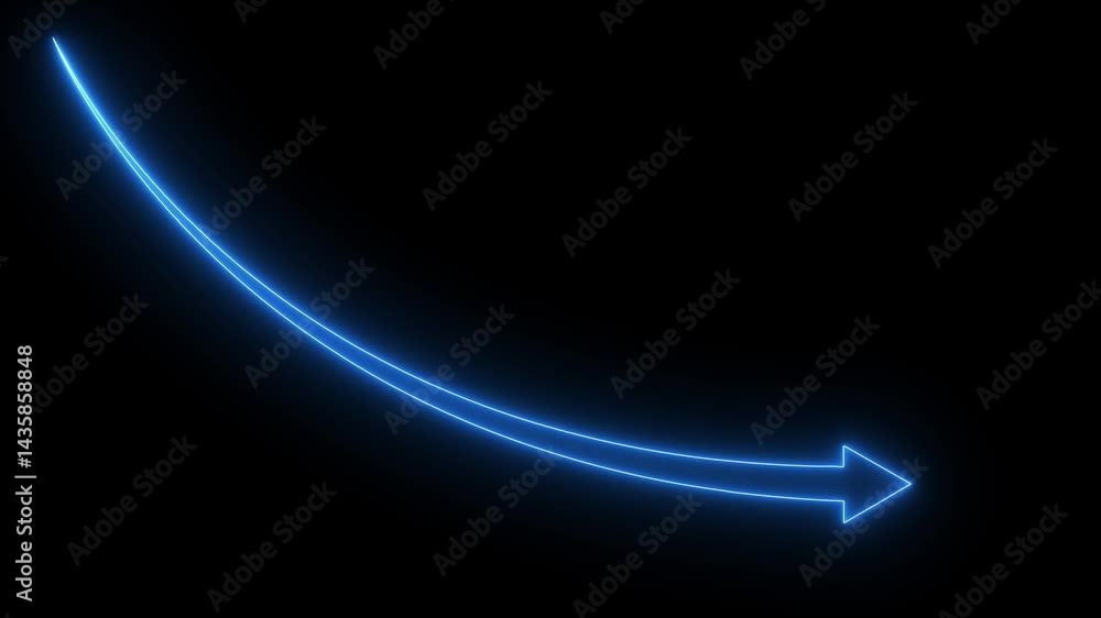 Poster arrow down business graph icon animation. business chart concept. a neon down business graph icon .