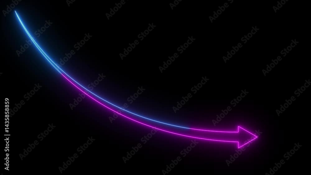 Poster arrow down business graph icon animation. business chart concept. a neon down business graph icon .