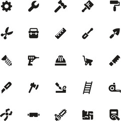 25 black construction icons suitable for websites, presentations, posters, and infographics. Perfect for construction companies, contractors, and architectural firms