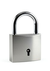 Silver Padlock Isolated on White Background Security Concept