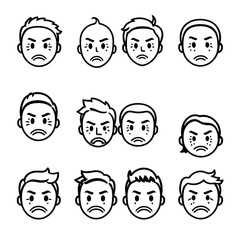 怒りと困惑の表情アイコン｜Angry and Confused Face Icons