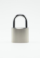 Metal Padlock Isolated on White Background for Security